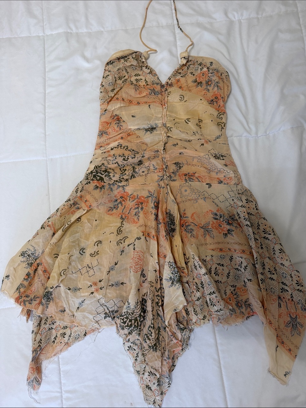 Urban Outfitters Beige Floral Asymmetrical Dress